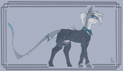 Size: 4800x2800 | Tagged: safe, artist:stray prey, oc, oc only, oc:lacera viscera, original species, pony, shark, shark pony, ascot, boots, clothes, female, grin, jacket, looking at you, mare, shoes, smiling, smiling at you, solo, thigh boots