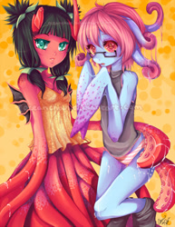 Size: 700x905 | Tagged: safe, artist:oceanchan, oc, oc:cteno, goo, goo pony, original species, clothes, female, glasses, signature, socks, tentacles, watermark