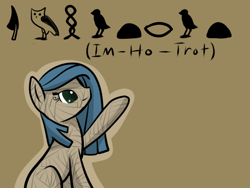 Size: 500x375 | Tagged: safe, artist:duskydreams, oc, oc only, oc:dusky dreams, pony, bandage, brown background, female, mummy, simple background, solo