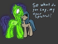 Size: 500x375 | Tagged: safe, artist:duskydreams, oc, oc only, oc:dusky dreams, ghost, pegasus, pony, undead, bandage, brown background, female, male, mummy, simple background, solo