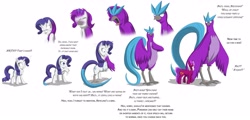 Size: 4106x1977 | Tagged: safe, artist:tfsubmissions, rarity, oc, oc:burning passion, articuno, bird, pony, unicorn, g4, birdified, chest fluff, dialogue, female, high res, horn, legendary pokémon, male, mare, pokéfied, pokémon, pony to pokemon, pony to pokémon, raricuno, simple background, species swap, speech change, stallion, transformation, transformation sequence, transformed, white background, wing hands, wings