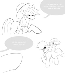 Size: 1312x1457 | Tagged: safe, artist:tricky_cannon, apple split, applejack, care package, special delivery, earth pony, pegasus, pony, twilight sparkle and friends get stuck in a porta potty, g4, apple family member, sketch