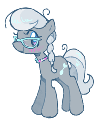 Size: 954x1146 | Tagged: safe, artist:onionpwder, silver spoon, earth pony, pony, g4, female, glasses, jewelry, necklace, pride, pride flag, simple background, solo, trans female, transgender, transgender pride flag, white background