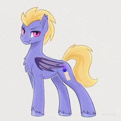 Size: 2000x2000 | Tagged: safe, artist:scheadar, oc, oc only, oc:phantom light, bat pony, concave belly, cutie mark, fangs, male, pink eyes, purple coat, slender, stallion, thin, yellow mane