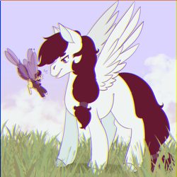 Size: 1200x1200 | Tagged: safe, artist:brainiac, oc, oc:nightingale, oc:shotglass, breezie, pegasus, fallout equestria, fallout equestria:all things unequal (pathfinder), female, male, mare, outdoors, retro, stallion