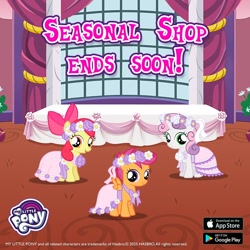 Size: 1080x1080 | Tagged: safe, gameloft, apple bloom, scootaloo, sweetie belle, earth pony, pegasus, unicorn, g4, cutie mark crusaders, horn