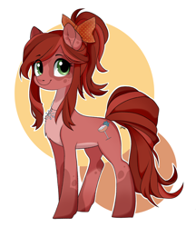 Size: 3452x4000 | Tagged: safe, artist:yangere, oc, oc only, oc:ruby delight, earth pony, amulet, bow, chaos star, commissioner:sfaccountant, earth pony oc, female, jewelry, solo, solo female