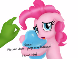 Size: 3500x2625 | Tagged: safe, artist:anonymousandrei, derpibooru exclusive, pinkie pie, earth pony, human, pony, g4, abuse, abusive human, balloon, balloon fetish, balloon popping, bully, bullying, cargo ship, cute, female, fetish, floppy ears, hand, mare, needle, offscreen character, pin, pinkiebuse, pinkieloon, popping, pure unfiltered evil, sad, sadorable, shipping, simple background, that pony sure does love balloons, white background