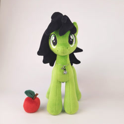 Size: 1200x1200 | Tagged: safe, artist:larsen toys, oc, oc:filly anon, earth pony, apple, cute, female, filly, food, jewelry, mare, photo, plushie, sale, solo