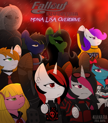 Size: 3000x3409 | Tagged: safe, artist:kianara, oc, oc:blackjack, oc:comet star, oc:littlepip, oc:lollipop hearts, oc:morning glory (project horizons), oc:stardust glitter, oc:sunny aozora, oc:trinity, fallout equestria, fallout equestria: project horizons, emo, fallout equestria: mona lisa overdrive, fanfic, fanfic art, goth, mona lisa