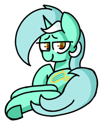 Size: 471x564 | Tagged: safe, artist:starbounce, lyra heartstrings, unicorn, g4, bedroom eyes, cel shading, horn, looking at you, lying down, outline, raised eyebrows, raised hoof, shading, simple background, smiling, transparent background, white outline