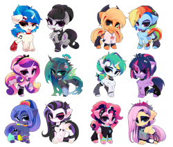 Size: 14400x12240 | Tagged: safe, artist:xsatanielx, applejack, dj pon-3, fluttershy, octavia melody, pinkie pie, princess cadance, princess celestia, princess luna, queen chrysalis, rainbow dash, rarity, twilight sparkle, vinyl scratch, alicorn, g4, mane six