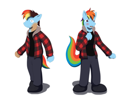 Size: 3840x3000 | Tagged: safe, artist:phoenixwulf, artist:wolfeenix, artist:wolferion, rainbow dash, human, anthro, g4, high res, human to anthro, human to pony, rule 63, simple background, solo, transformation, transformation sequence, transgender transformation