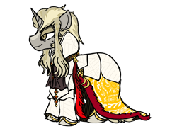 Size: 1308x1003 | Tagged: safe, artist:feenadot, oc, oc only, oc:canto, pony, unicorn, blush lines, blushing, coat markings, featureless snout, hooded cape, horn, looking offscreen, male, male oc, simple background, smiling, solo, stallion, stallion oc, transparent background, two toned mane