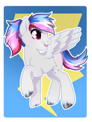 Size: 1920x2560 | Tagged: safe, artist:annuthecatgirl, oc, oc only, oc:northstar, pegasus, ponytail, raised hoof, simple background, solo, unshorn fetlocks, wonderbolts