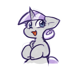 Size: 736x647 | Tagged: safe, artist:zutcha, twilight velvet, pony, unicorn, g4, chest fluff, cute, horn, open mouth, open smile, simple background, smiling, solo, velvetbetes, white background