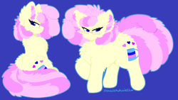 Size: 2940x1659 | Tagged: safe, artist:vanillaswirl6, oc, oc only, oc:vanilla swirl, chest fluff, ear fluff, female, fluffy, glasses, simple background