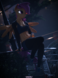 Size: 2880x3840 | Tagged: safe, artist:steamyart, scootaloo, pegasus, anthro, g4, 3d, blender, smoking, solo