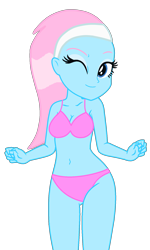 Size: 1132x1887 | Tagged: safe, artist:shieldwingarmorofgod, artist:yaya54320bases, lotus blossom, human, equestria girls, g4, bare shoulders, belly, belly button, bikini, breasts, clothes, cute, equestria girls-ified, female, lotusbetes, midriff, one eye closed, simple background, smiling, solo, swimsuit, transparent background, vector, wink