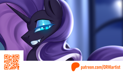 Size: 2000x1200 | Tagged: safe, artist:orhi_fw, nightmare rarity, unicorn, g4, advertisement, horn, patreon, patreon preview, solo