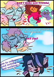 Size: 1240x1754 | Tagged: safe, artist:jully-park, oc, oc only, oc:charlotte parker, oc:gera garcia, earth pony, pony, unicorn, comic:how i meet my chaotic friends, comic, horn