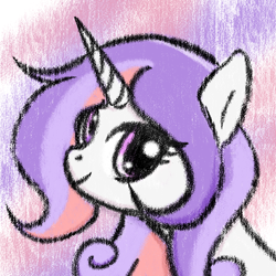 Size: 1024x1024 | Tagged: safe, artist:white spider, oc, oc:raku inkyetta, unicorn, horn, profile picture, smiling, solo, turned head, unicorn oc