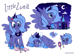 Size: 2500x1800 | Tagged: safe, artist:pink-pone, princess luna, pony, g4, doll, female, filly, filly luna, night, solo, toy, woona, younger