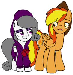 Size: 410x422 | Tagged: safe, artist:noi kincade, oc, oc:firey ratchet, oc:oliver spade, pegasus, g4, clothes, fedora, female, hat, male, simple background, transparent background, trenchcoat