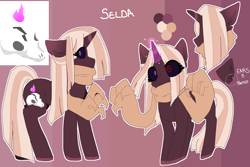 Size: 1920x1280 | Tagged: safe, artist:amiicommissions, oc, oc:selda, pony, unicorn, black sclera, clothes, female, horn, magic, mare, reference sheet, scarf, solo