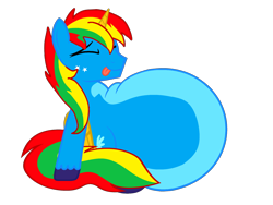 Size: 2048x1536 | Tagged: safe, artist:shieldwingarmorofgod, oc, oc:shield wing, alicorn, g4, alicorn oc, eyes closed, horn, male, simple background, stuffed belly, transparent background, wings