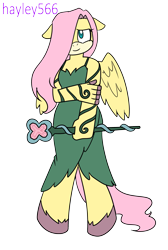 Size: 2061x3069 | Tagged: safe, artist:hayley566, fluttershy, mobian, pegasus, anthro, g4, alternate universe, clothes, commission, cute, dark fantasy, description is relevant, dress, fantasy, female, hair over one eye, markings, shyabetes, simple background, solo, sonic the hedgehog (series), sonicified, species swap, staff, story included, tattoo, transparent background, unshorn fetlocks