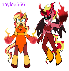 Size: 2675x2750 | Tagged: safe, artist:hayley566, sunset shimmer, demon, mobian, anthro, g4, alternate hairstyle, alternate universe, clothes, commission, dark fantasy, description is relevant, dress, evil smile, fangs, fantasy, female, fire, markings, simple background, smiling, solo, sonic the hedgehog (series), sonicified, species swap, story included, sunset satan, transparent background, unshorn fetlocks