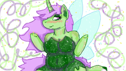 Size: 758x424 | Tagged: safe, artist:munchypony420, oc, oc only, oc:munchy, fairy, unicorn, anthro, semi-anthro, dressup, drugs, horn, marijuana, tinkerbell