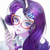 Size: 5000x5000 | Tagged: safe, artist:mupyoo, rarity, human, equestria girls, g4, absurd resolution, bust, cellphone, clothes, female, glasses, hairpin, holding, horn, horned humanization, humanized, looking at you, nails, necktie, open mouth, phone, portrait, rarity's glasses, shirt, simple background, solo, white background