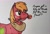 Size: 2048x1386 | Tagged: safe, artist:hoofclid, big macintosh, earth pony, pony, g4, female, flower, flower in mouth, lidded eyes, male, mare, marker drawing, mouth hold, rose, rose in mouth, smiling, solo, stallion, text, traditional art