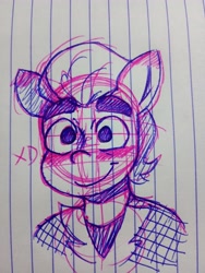 Size: 3072x4080 | Tagged: safe, artist:mindset, sprout cloverleaf, earth pony, anthro, g5, looking ahead, pen, photo, smiling, traditional art, xd