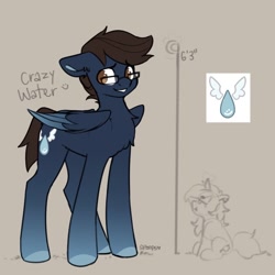 Size: 676x676 | Tagged: safe, artist:itsspoops, oc, oc only, oc:crazy water, oc:spipples, pegasus, pony, unicorn, glasses, horn, male, measuring tape, reference sheet, stallion, tall