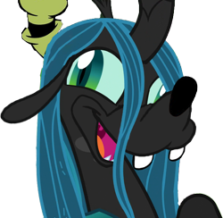 Size: 1106x1080 | Tagged: safe, edit, edited screencap, screencap, queen chrysalis, changeling, changeling queen, g4, my little pony: friendship is magic, season 9, the beginning of the end, disney, goofy, goofy (disney), goofy bug, goofy chrysalis, hat, meme, shitposting, solo