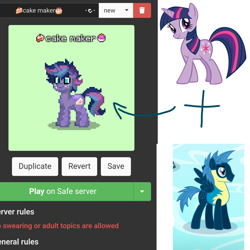 Size: 1000x1000 | Tagged: safe, star hunter, twilight sparkle, pegasus, pony, unicorn, pony town, g4, cardboard twilight, horn