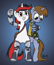 Size: 2406x2898 | Tagged: safe, artist:fimflamfilosophy, oc, oc:blackjack, oc:littlepip, fallout equestria, fallout equestria: project horizons, fanfic art