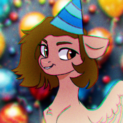 Size: 1024x1024 | Tagged: safe, artist:victoria_nik, artist:vn, oc, oc only, oc:alina serebrova, pegasus, pony, female, hat, mare, party hat, solo