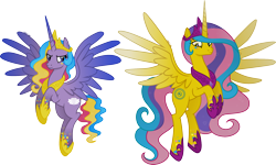 Size: 2000x1200 | Tagged: safe, artist:cirillaq, princess gold lily, princess sterling, alicorn, pony, g4, female, mare, simple background, spread wings, transparent background, vector, wings