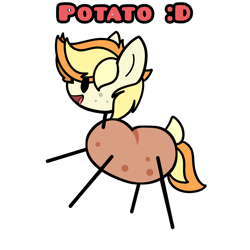 Size: 4096x4096 | Tagged: safe, artist:sodapop sprays, oc, oc only, oc:sodapop sprays, pony, :d, caption, food, meme, open mouth, open smile, potato, potato pony, smiling, solo, text