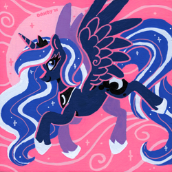 Size: 4779x4777 | Tagged: safe, artist:dandy, princess luna, alicorn, pony, g4, absurd resolution, acrylic painting, female, high res, horn, jewelry, looking at you, regalia, solo, traditional art, wings