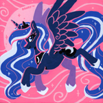 Size: 4779x4777 | Tagged: safe, artist:dandy, princess luna, alicorn, pony, g4, absurd resolution, acrylic painting, concave belly, female, horn, jewelry, looking at you, regalia, slender, solo, thin, traditional art, wings