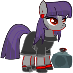 Size: 4080x4080 | Tagged: safe, maud pie, earth pony, pony, g4, clothes, female, mare, recolor, red eyes, rock, simple background, solo, transparent background