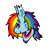 Size: 595x595 | Tagged: safe, artist:7redteeths, rainbow dash, pegasus, pony, g4, 2022, bandana, beanbrows, bust, cheek fluff, ear fluff, eyebrows, female, lesbian, lesbow dash, lesboy pride flag, looking at you, pride, pride flag, simple background, smiling, smiling at you, solo, transparent background