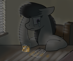 Size: 545x455 | Tagged: safe, artist:craftedburb, octavia melody, earth pony, pony, g4, alcohol, crying, drink, female, note