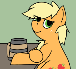 Size: 354x322 | Tagged: safe, artist:craftedburb, applejack, earth pony, pony, g4, alternate hairstyle, mug