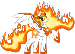 Size: 2542x1830 | Tagged: safe, artist:craftedburb, daybreaker, alicorn, pony, g4, female, mane of fire, mare, raised hoof, simple background, solo, transparent background